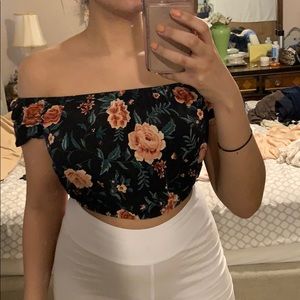 Floral off the shoulder crop top